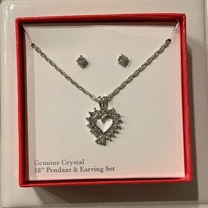 Crystal Heart Pendant and Earrings Set